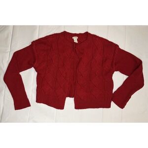 Sundance Womens Wool Blend Red Knit Cardigan Large Thick Warm Cozy Christmas EUC